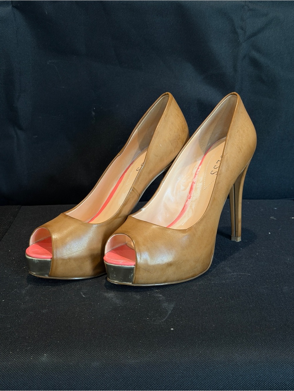Guess Women’s Y2K Brown Peep-Toe Stiletto Heels
